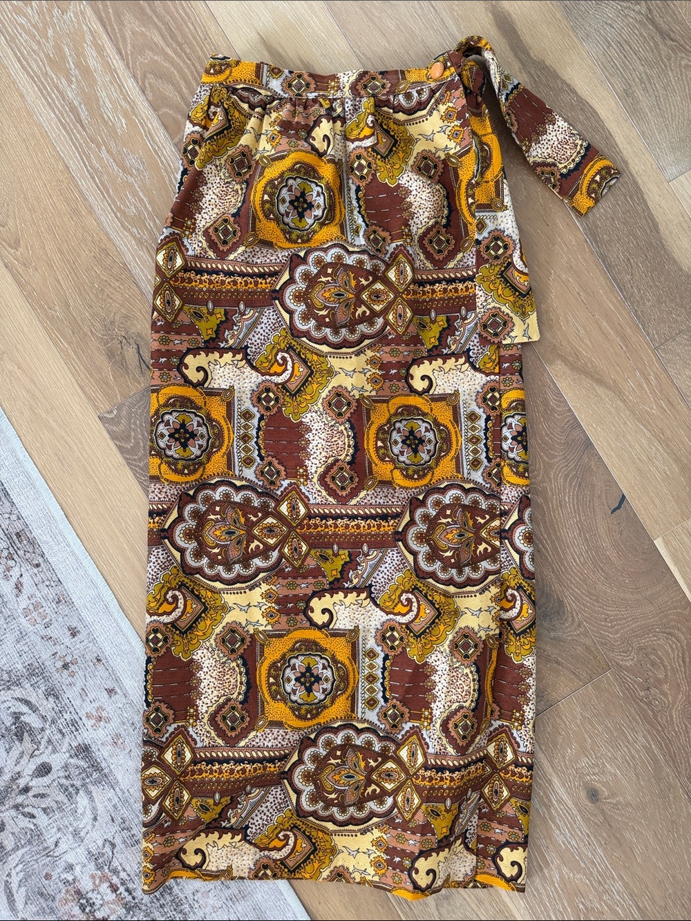 Vintage Bohemian Wrap Skirt in Paisley Tile